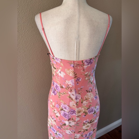 Floral Coral Pink Spaghetti Strap Maxi Dress - Picture 6 of 9